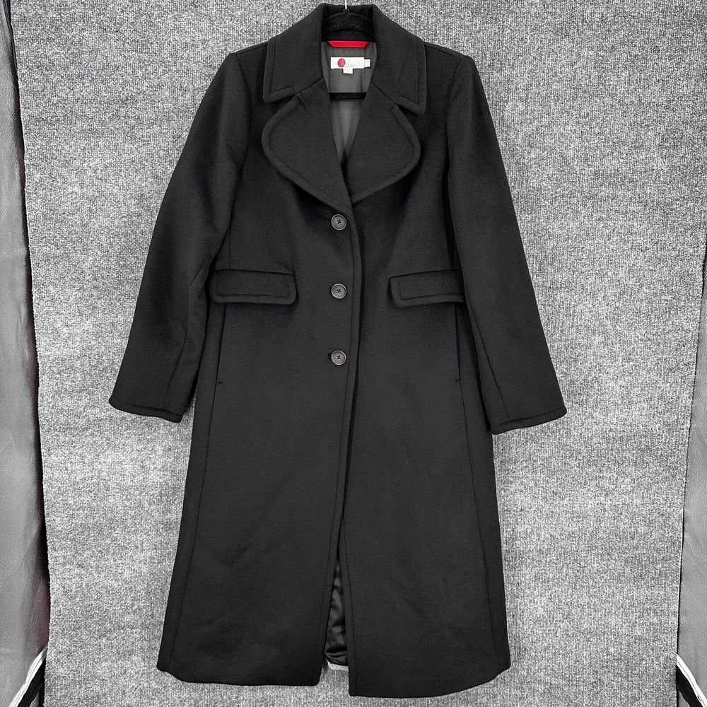 Boden Farleigh Wool Blend Coat Womens 12‎ R Black Gray Colorblock Midi Lined